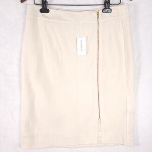Banana Republic Cream Boucle Wool Pencil Skirt Side Gold Zipper 10 NWT
